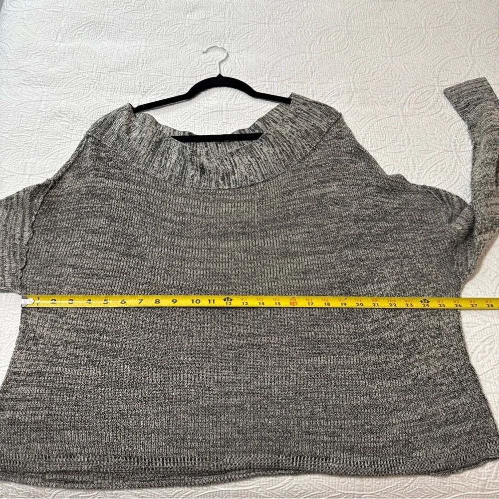 Free People Sweater Linen Blend Gray Flashdance One Shoulder Oversized Boho Sz L